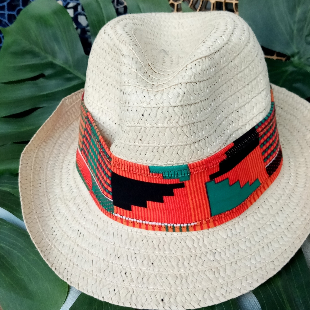2 in 1 Kente Straw Fedora